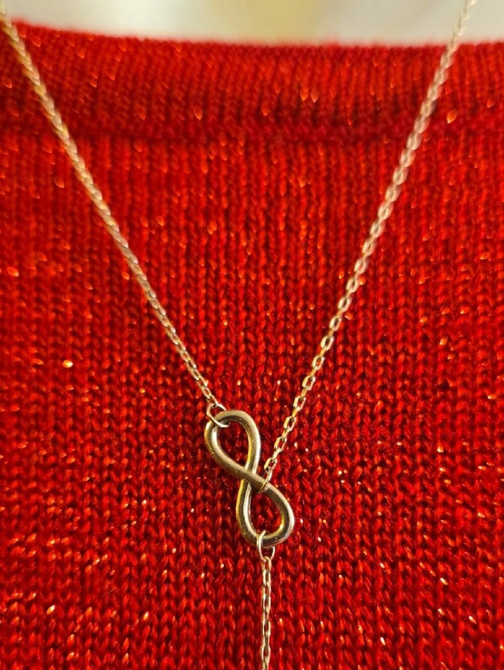 Sterling Silver Infinity Lariat Necklace with Pave Ball Drop - Silver